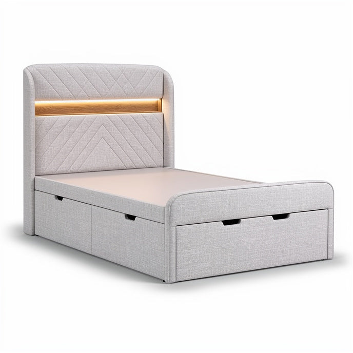 Technische titel in het Nederlands: **Moderne boxspringbed met geïntegreerde LED-verlichting en opbergruimte**