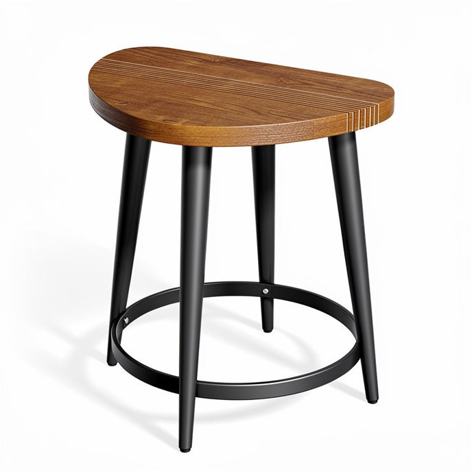**Technische titel in het Nederlands: Moderne halfronde houten kruk met metalen poten**