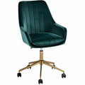 **Moderne bureaustoel met groene stof en gouden basis**